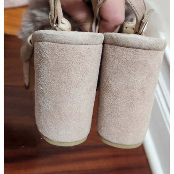No. 6 Victoria Platform Heels Blush Furry Chunky Shoes Size 8 Designer Statement - Picture 9 of 11